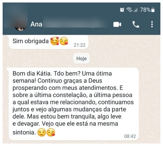 Print de depoimento real de cliente sobre a sessão de Constelação Familiar Sistêmica