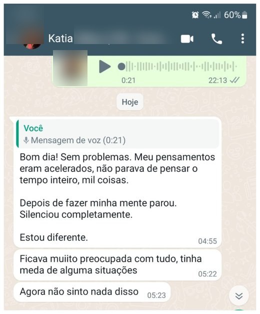 Print de depoimento real de cliente sobre a sessão de Constelação Familiar Sistêmica